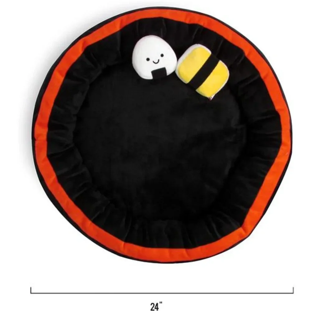 Plush Sushi Pet Bed Small Dog Cat Cozy Washable Round Bed Crinkle Toys Cute